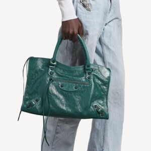 Balenciaga Le City Medium Bag in Dark Emerald Leather Women's Bag purse
